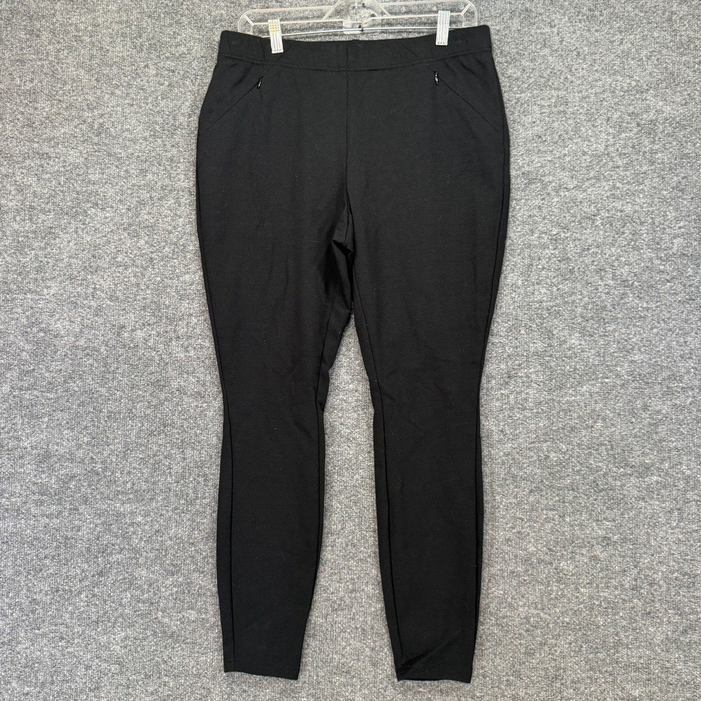 J. Jill Ponte Leggings Women Medium‎ Black Stretch Zip Pockets Slimming Pants